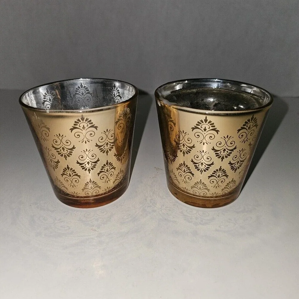 Decorative Votive Candle Holder‎ Glass 2pk - Clear Glass Tealight Holders Set